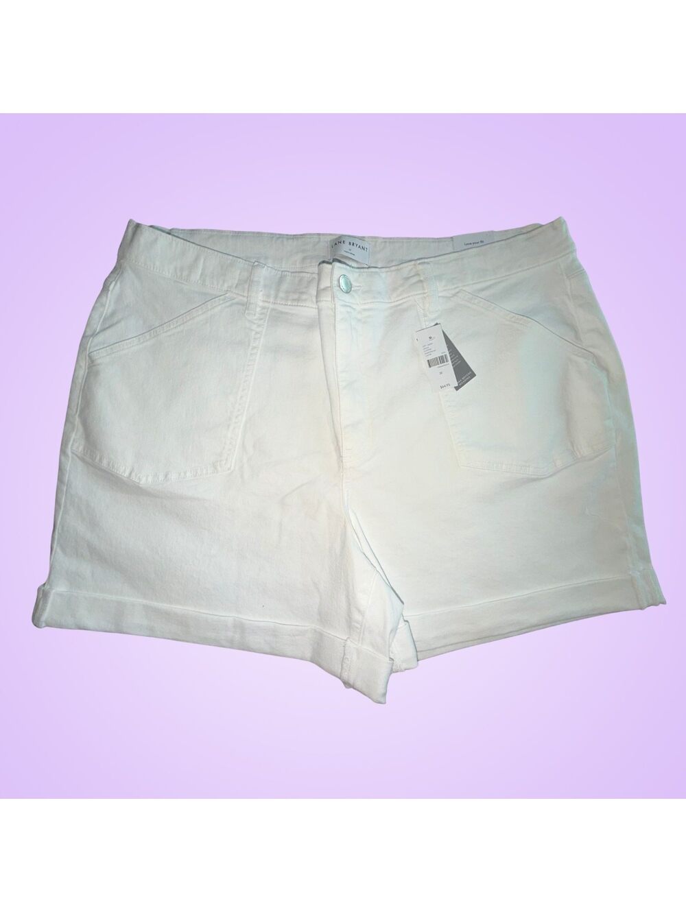 Women's Brand New Plus Size 22 Lane Bryant White Denim Cuffed Jean Shorts